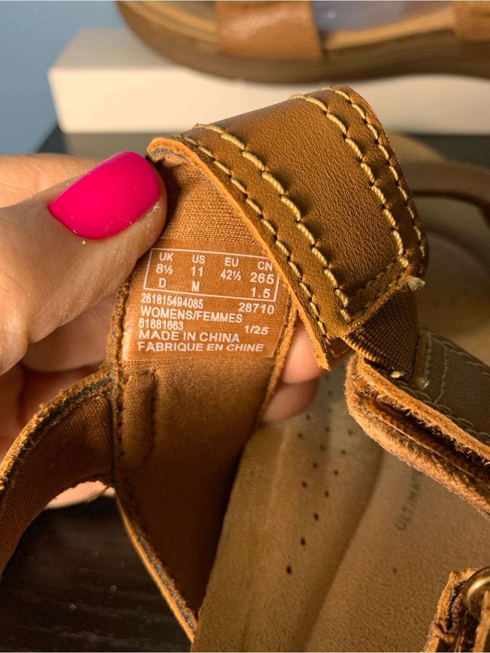 Clarks April Clover Women's Tan Leather Adjustable Sandals - Picture 4 of 6